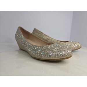 Forever Crystal Embellished Low Wedges Sz 6 Holiday Christmas Party Dance
